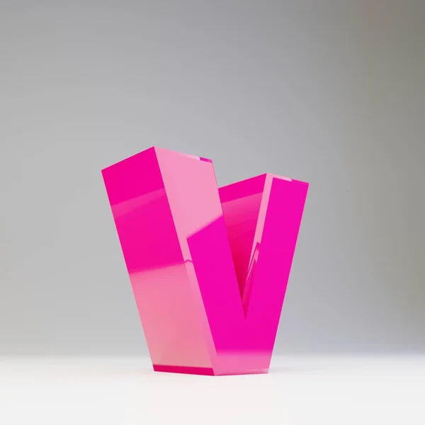 Гігантська 3D літера V. Глянцевий рожевий шрифт ізольований на білому тлі . — стокове фото