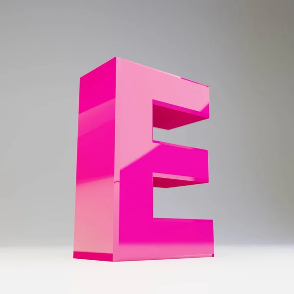 Lettere E maiuscole giganti 3D. Rendered carattere rosa lucido isolato su sfondo bianco . — Foto Stock