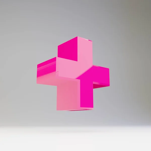 3D gigante más símbolo. Renderizado fuente rosa brillante aislado sobre fondo blanco . —  Fotos de Stock