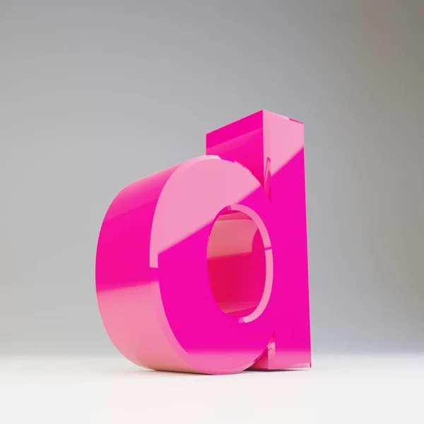 Гігантська 3D літера D нижня. Глянцевий рожевий шрифт ізольований на білому тлі . — стокове фото