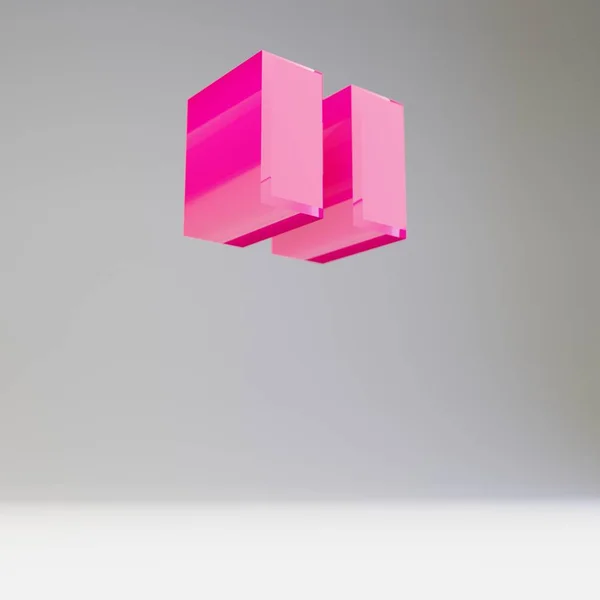 Гігантський 3D подвійні лапки символ. Глянцевий рожевий шрифт ізольований на білому тлі . — стокове фото