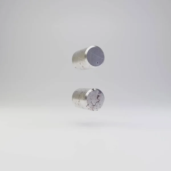 Símbolo de cólon metálico. 3D renderizar riscado enferrujado metal fonte isolada no fundo branco . — Fotografia de Stock