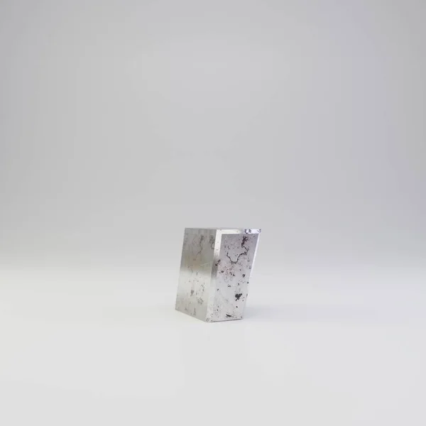 Kovové kómatu symbol. 3D vykreslování poškrábal rezavé kovové písmo izolovaných na bílém pozadí. — Stock fotografie