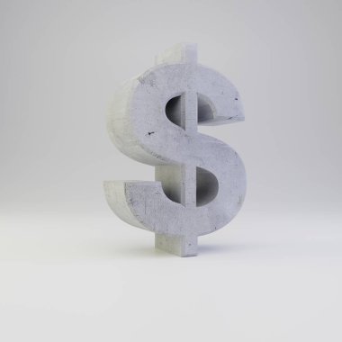 Beyaz arka plan üzerinde izole sıva doku beton dolar simgesiyle