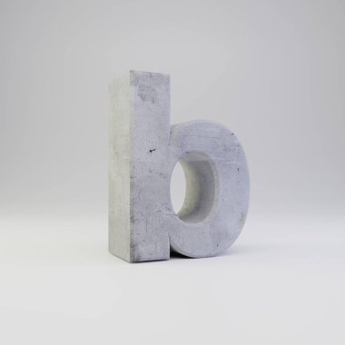 Beton mektup B küçük beyaz arka plan üzerinde izole sıva doku ile
