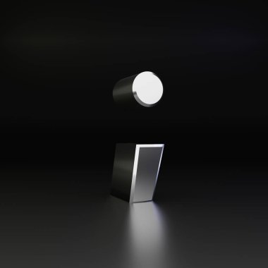 Krom noktalı virgül simgesi. siyah arka plan üzerine izole 3d render parlak metal yazı tipi