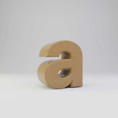 Bir küçük 3D mektup. Beyaz arka plan üzerinde izole ahşap yazı tipi.