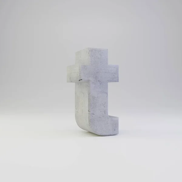 Letra de concreto T minúscula com textura de gesso isolado no fundo branco — Fotografia de Stock