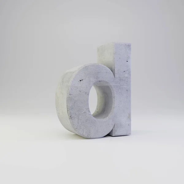 Concreto letra D minúscula com textura de gesso isolado no fundo branco — Fotografia de Stock