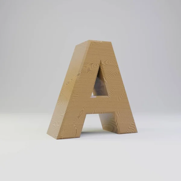 3D litery na wielkie litery. Drewniane czcionki na białym tle. — Zdjęcie stockowe