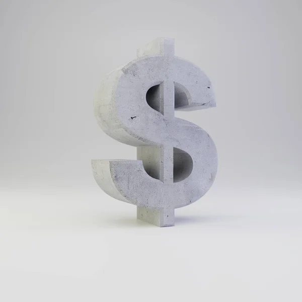 흰색 배경에 고립 된 석고 질감으로 콘크리트 달러 기호 — 스톡 사진