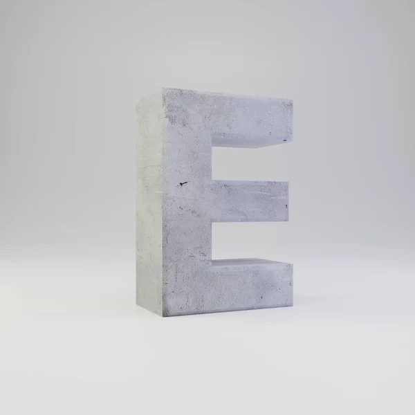 Lettera E maiuscola in calcestruzzo con texture in gesso isolata su sfondo bianco — Foto Stock
