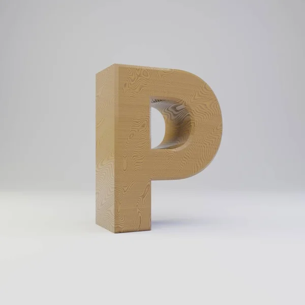 3D letter P hoofdletters. Houten lettertype geïsoleerd op witte achtergrond. — Stockfoto