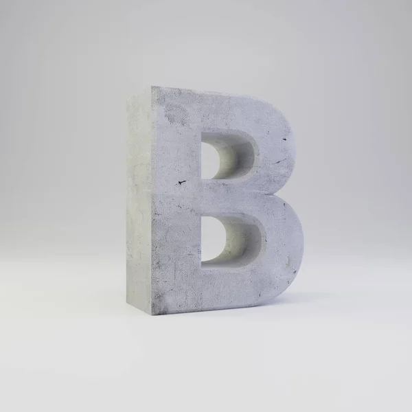 Letra de hormigón B mayúscula con textura de yeso aislada sobre fondo blanco — Foto de Stock