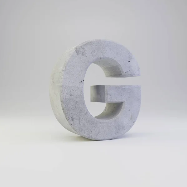 Concrete letter G uppercase with plaster texture isolated on white background — Stock Photo, Image