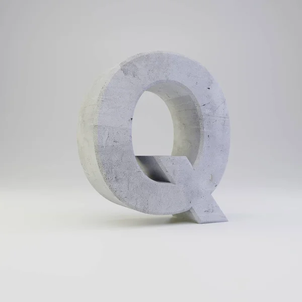 Бетонна літера Q верхній регістр з гіпсовою текстурою ізольовано на білому тлі — стокове фото