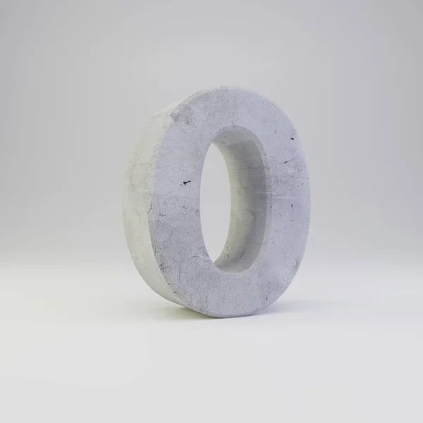 Concreto numero 0 con texture in gesso isolato su sfondo bianco — Foto Stock