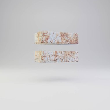 Beton eşittir sembolü beyaz arka plan üzerinde izole paslı metal çizikler ile