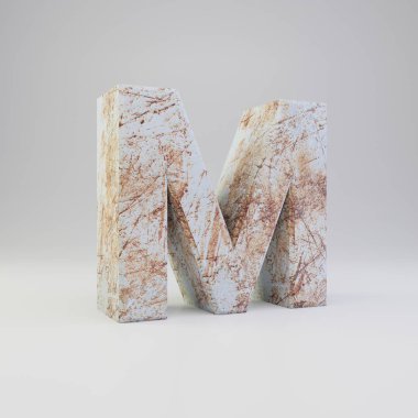 Beton beyaz arka plan üzerinde izole paslı metal çizikler ile büyük a harfi