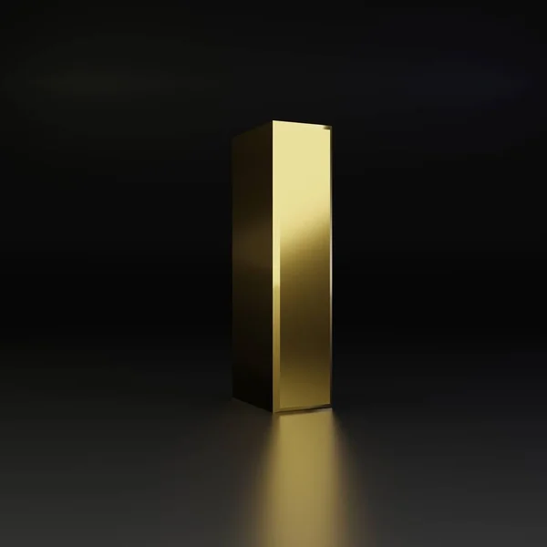 Złote litery L małe. 3D render błyszczący metal czcionki na białym na czarnym tle — Zdjęcie stockowe