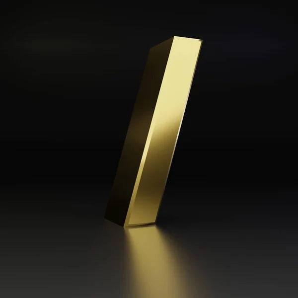 Símbolo de barra dianteira dourada. 3D renderizar fonte metal brilhante isolado em fundo preto — Fotografia de Stock