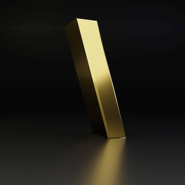 Gouden backslash symbool. 3D render glanzende metalen lettertype geïsoleerd op zwarte achtergrond — Stockfoto