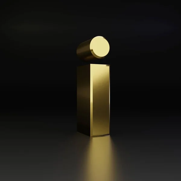 Gouden brief die ik kleine letters. 3D render glanzende metalen lettertype geïsoleerd op zwarte achtergrond — Stockfoto