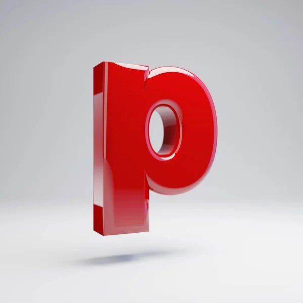 在白色背景上隔离的体积光泽红色小写字母 渲染字母表 徽标设计模板元素的现代字体 — 图库照片