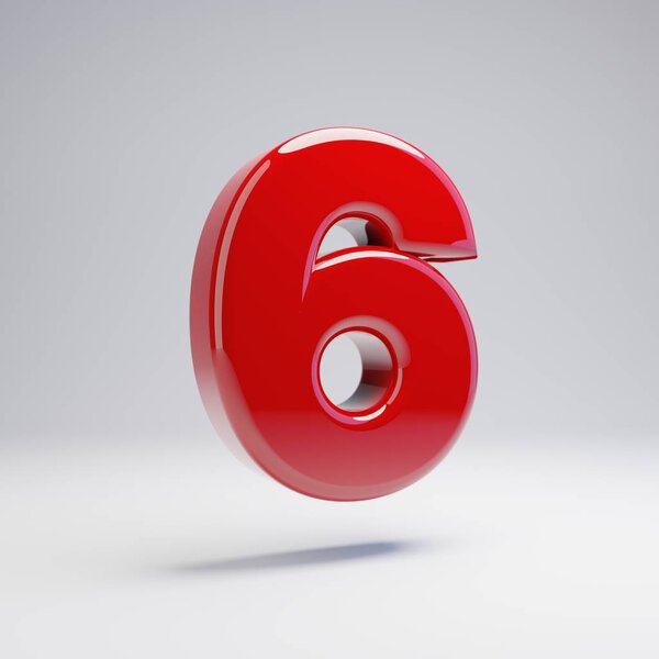 Объемный глянцевый красный номер 6 изолирован на белом фоне. 3D-рендеринг алфавита. Современный шрифт для баннера, плаката, обложки, элемента шаблона логотипа
.