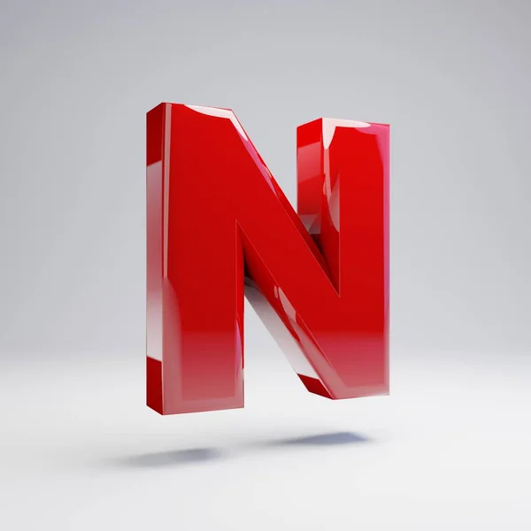 白い背景に分離されたボリュームのある光沢のある赤い大文字の レンダリングされたアルファベット バナー ポスター ロゴデザインテンプレート要素のための現代的なフォント — ストック写真