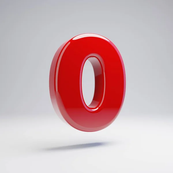Número Vermelho Brilhante Volumétrico Isolado Sobre Fundo Branco Alfabeto Renderizado — Fotografia de Stock