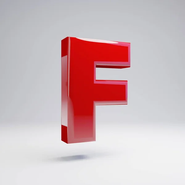 在白色背景上查出的体积光泽红色大写字母 渲染字母表 徽标设计模板元素的现代字体 — 图库照片