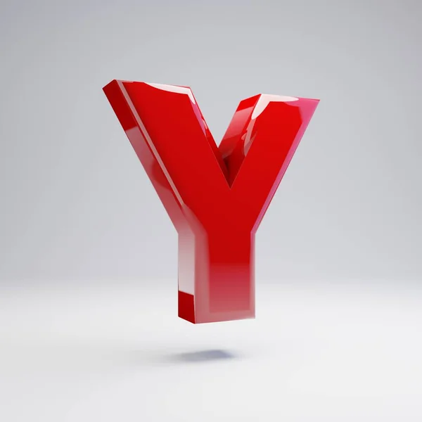 Volymetrisk Glänsande Röd Versal Isolerad Vit Bakgrund Renderade Alfabetet Modern — Stockfoto