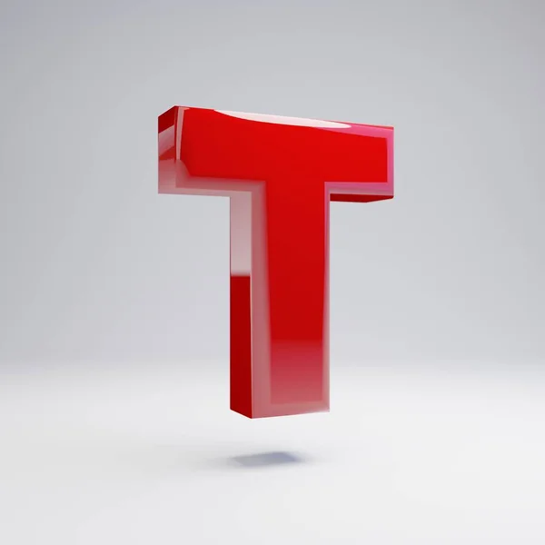 Volumetric Glossy Red Uppercase Letter Isolated White Background Rendered Alphabet — Stock Photo, Image