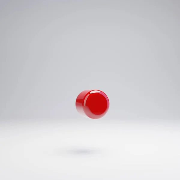 Volymetrisk Glänsande Röd Punkt Symbol Isolerad Vit Bakgrund Renderade Alfabetet — Stockfoto
