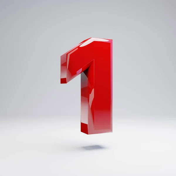 Número Vermelho Brilhante Volumétrico Isolado Sobre Fundo Branco Alfabeto Renderizado — Fotografia de Stock