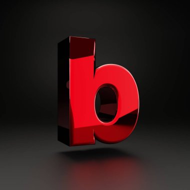 Volumetric parlak metal küçük harf B siyah arka planda izole. güçlü ışık yansımaları ile 3B işlenmiş alfabe. Poster, afiş, kapak, logo tasarım şablon elemanı için metalik yazı tipi.