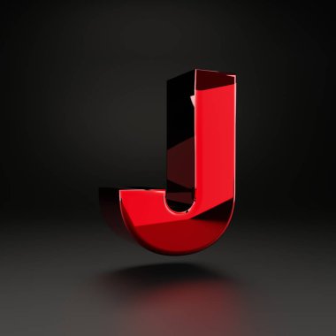Volumetric parlak metal büyük harf J siyah arka planda izole. güçlü ışık yansımaları ile 3B işlenmiş alfabe. Poster, afiş, kapak, logo tasarım şablon elemanı için metalik yazı tipi.