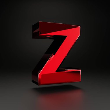 Volumetric parlak metal büyük harf Z Siyah arka planda izole. güçlü ışık yansımaları ile 3B işlenmiş alfabe. Poster, afiş, kapak, logo tasarım şablon elemanı için metalik yazı tipi.