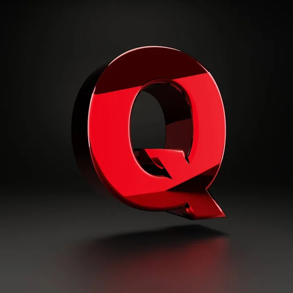 stock image Volumetric shiny metal uppercase letter Q isolated on black background. 3D rendered alphabet with strong light reflections. Metallic font for poster, banner, cover, logo design template element.