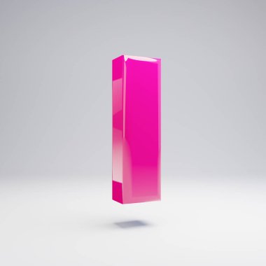 Hacimsel parlak pembe büyük harf ben beyaz arka plan üzerinde izole. 3d işlenmiş alfabe. Afiş, poster, kapak, logo tasarımı şablon öğesi için modern yazı tipi.