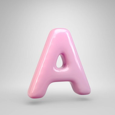 Bubble Gum pembe harf Beyaz arka plan üzerinde izole bir büyük harf. 3d işlenmiş alfabe. Reklam, poster, kapak, harf tasarımı şablon öğesi için modern yazı tipi.