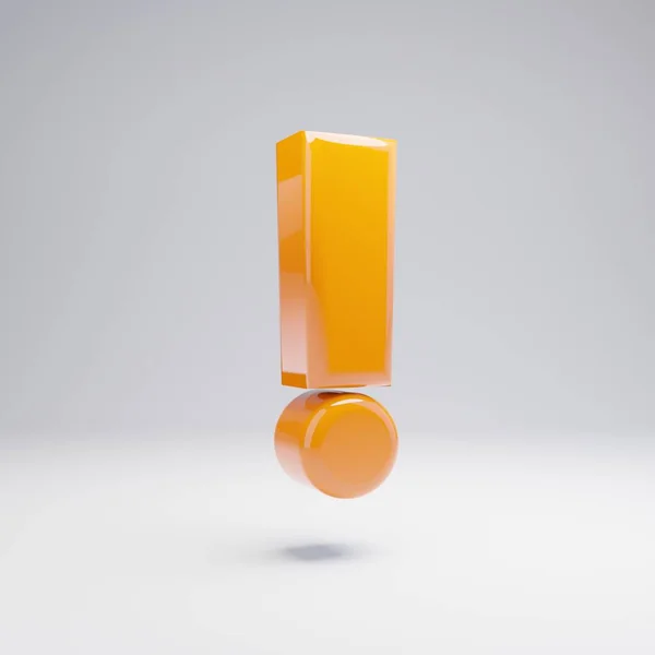 Volumetrico Arancio Caldo Lucido Simbolo Punto Esclamativo Isolato Sfondo Bianco — Foto Stock