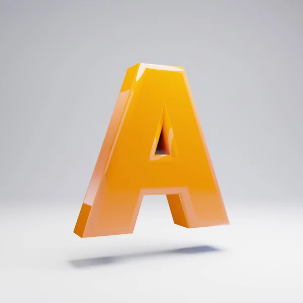 Volumetrischer Glänzend Orangefarbener Großbuchstabe Isoliert Auf Weißem Hintergrund Gerendertes Alphabet — Stockfoto