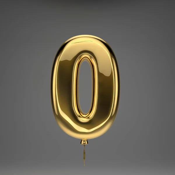 Ouro Brilhante Número Isolado Fundo Escuro Alfabeto Renderizado Fonte Ballon — Fotografia de Stock