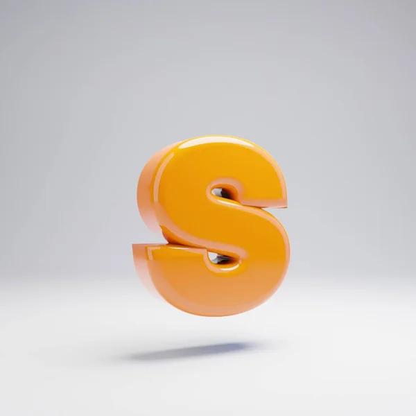 Letra Minúscula Volumétrica Brillante Naranja Caliente Aislada Sobre Fondo Blanco — Foto de Stock