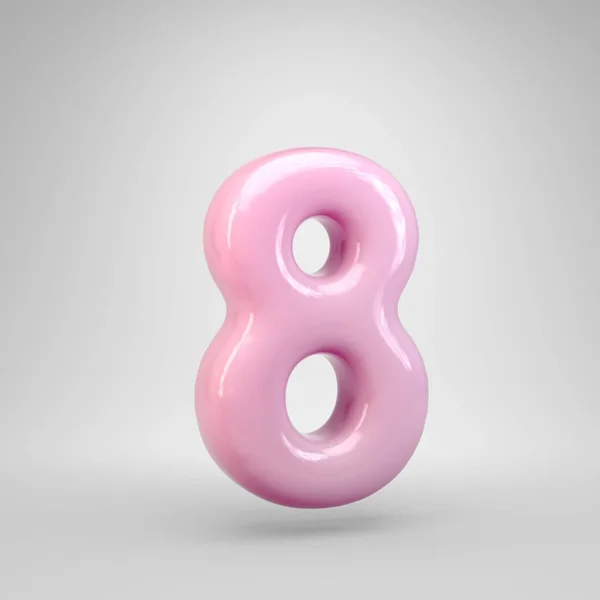 Bubble Gum Rose Numéro Isolé Sur Fond Blanc Alphabet Rendu — Photo