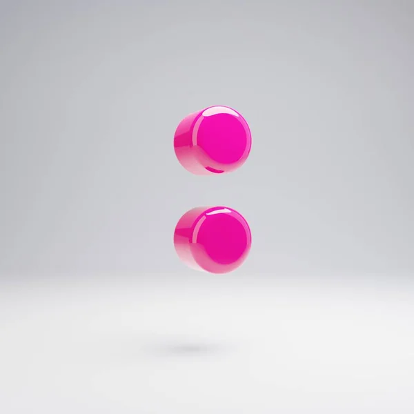 白い背景に分離されたボリューム光沢のあるピンクのコロンシンボル レンダリングアルファベット バナー ポスター カバー ロゴデザインテンプレート要素のためのモダンフォント — ストック写真