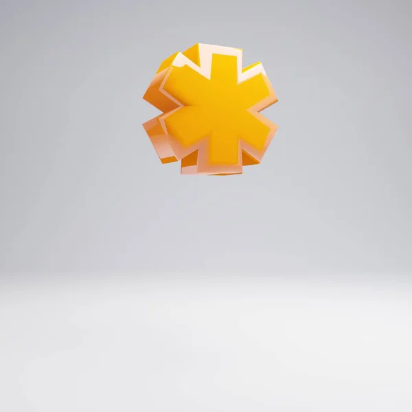 Volumetric Brilhante Símbolo Nota Rodapé Laranja Quente Isolado Fundo Branco — Fotografia de Stock