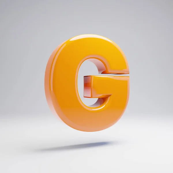 Volumetric Glossy Hot Orange Uppercase Letter Isolated White Background Rendered — Stock Photo, Image